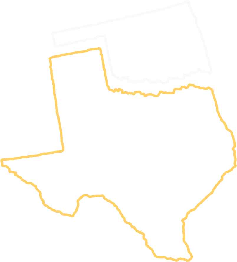 Map of Texas and Oklahoma